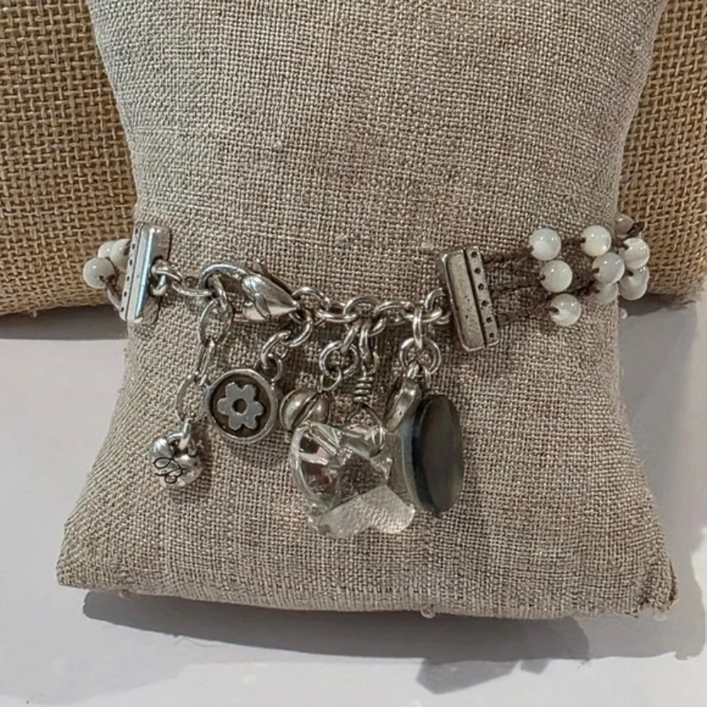 Brighton Karma? Crystal Butterfly Silver‎ and White Charm Bracelet